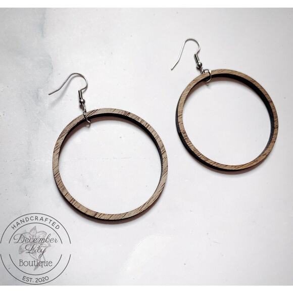 December Lily Boutique Jewelry - Wood Hoop Earrings